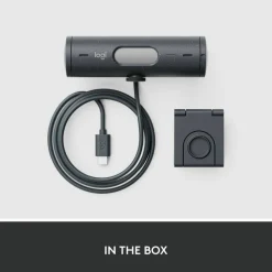 Logitech Brio 500 Full HD webcam, auto framing, noise-reducing mics, privacy shutter, streaming & video calling, Graphite