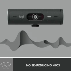 Logitech Brio 500 Full HD webcam, auto framing, noise-reducing mics, privacy shutter, streaming & video calling, Graphite