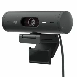 Logitech Brio 500 Full HD webcam, auto framing, noise-reducing mics, privacy shutter, streaming & video calling, Graphite