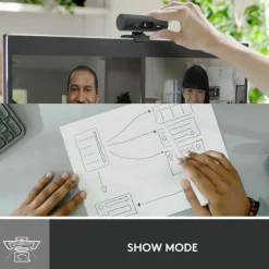 Logitech Brio 500 Full HD webcam, auto framing, noise-reducing mics, privacy shutter, streaming & video calling, Graphite