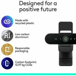 Logitech Brio 4K Webcam for Business, biometrics login with Windows Hello, Works with Microsoft Teams, Zoom, Google Meet, PC/Mac