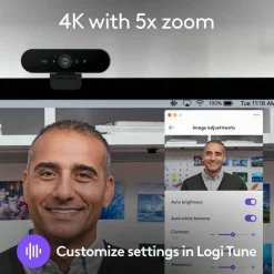 Logitech Brio 4K Webcam for Business, biometrics login with Windows Hello, Works with Microsoft Teams, Zoom, Google Meet, PC/Mac