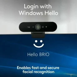 Logitech Brio 4K Webcam for Business, biometrics login with Windows Hello, Works with Microsoft Teams, Zoom, Google Meet, PC/Mac