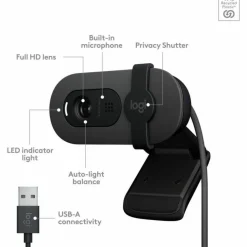 Logitech Brio 100 2.0-Megapixel Webcam, 1.26