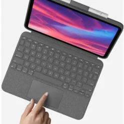 Logitech Combo Touch Keyboard/Cover Case (Folio) for 10.9" Apple, Logitech iPad (10th Generation &A16) Tablet - Oxford Gray