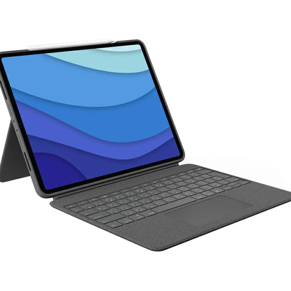 Logitech Combo Touch Keyboard/Cover Case for 12.9" Apple, Logitech iPad Pro (5th Generation) Tablet - Oxford Gray