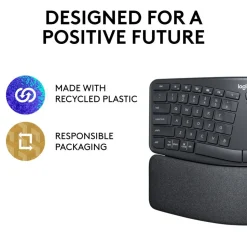 Logitech ERGO K860 Wireless Ergonomic Keyboard - Split Keyboard, Wrist Rest, Natural Typing, Stain-Resistant Fabric