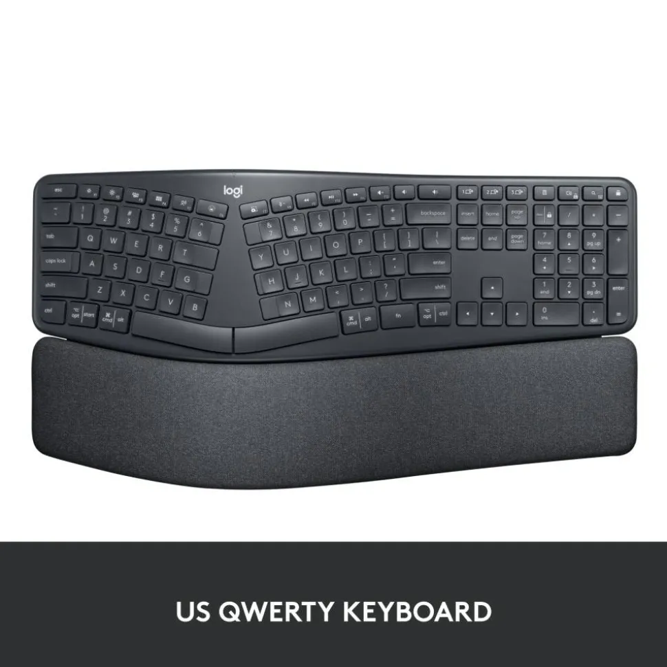 Logitech ERGO K860 Wireless Ergonomic Keyboard - Split Keyboard, Wrist Rest, Natural Typing, Stain-Resistant Fabric