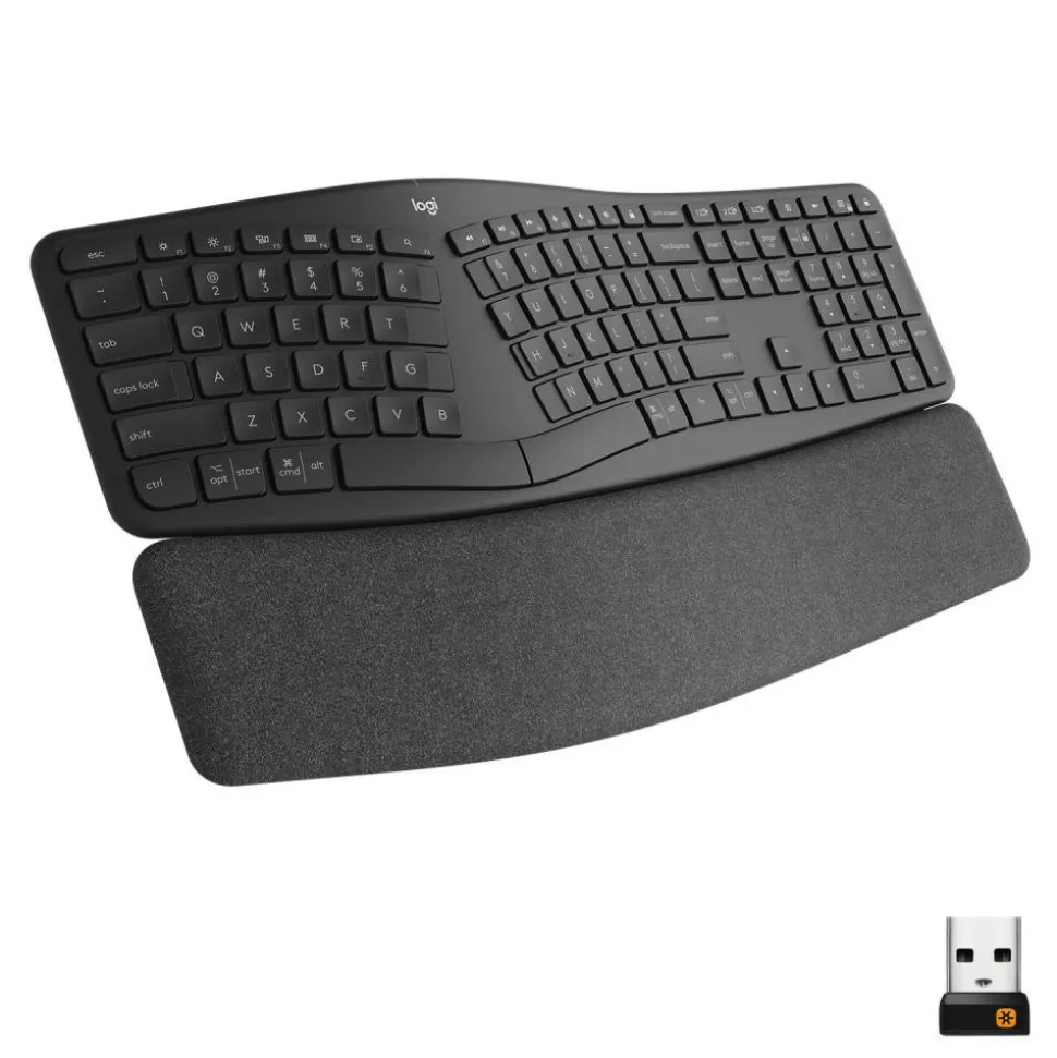 Logitech ERGO K860 Wireless Ergonomic Keyboard - Split Keyboard, Wrist Rest, Natural Typing, Stain-Resistant Fabric
