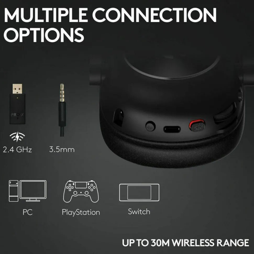 Logitech G PRO X 2 LIGHTSPEED Wireless Gaming Headset, Detachable Boom Mic, 50mm Graphene Drivers, DTS:X Headphone 2.0-7.1 Surround, Bluetooth/USB/3.5mm Aux, for PC, PS5, PS4, Nintendo Switch, White