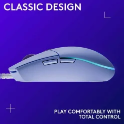 Logitech G203 Wired Gaming Mouse, 8,000 DPI, Rainbow Optical Effect LIGHTSYNC RGB, 6 Programmable Buttons, Lilac