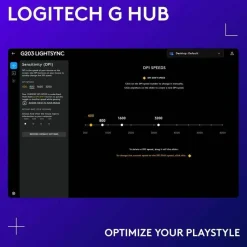 Logitech G203 Wired Gaming Mouse, 8,000 DPI, Rainbow Optical Effect LIGHTSYNC RGB, 6 Programmable Buttons, Lilac