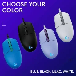 Logitech G203 Wired Gaming Mouse, 8,000 DPI, Rainbow Optical Effect LIGHTSYNC RGB, 6 Programmable Buttons, Lilac