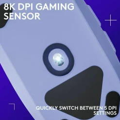 Logitech G203 Wired Gaming Mouse, 8,000 DPI, Rainbow Optical Effect LIGHTSYNC RGB, 6 Programmable Buttons, Lilac