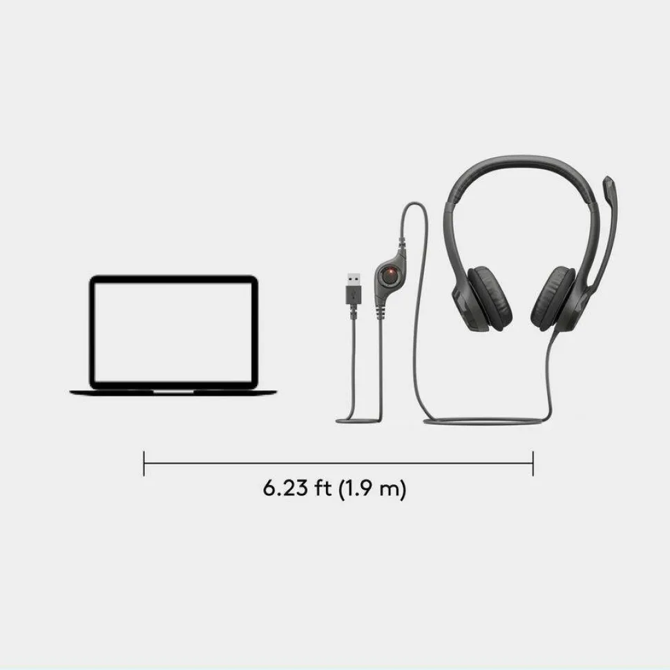 Logitech H390 On-Ear USB Headset with Noise-Cancelling Mic, Black