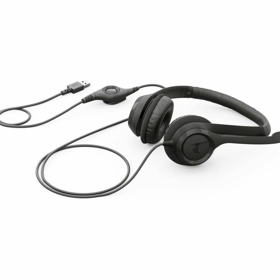 Logitech H390 On-Ear USB Headset with Noise-Cancelling Mic, Black