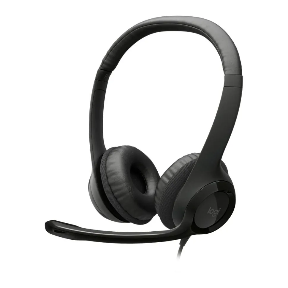 Logitech H390 On-Ear USB Headset with Noise-Cancelling Mic, Black