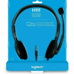 Logitech H111 Wired Headset, Stereo Headphones with Noise-Cancelling Microphone, 3.5 mm Audio Jack