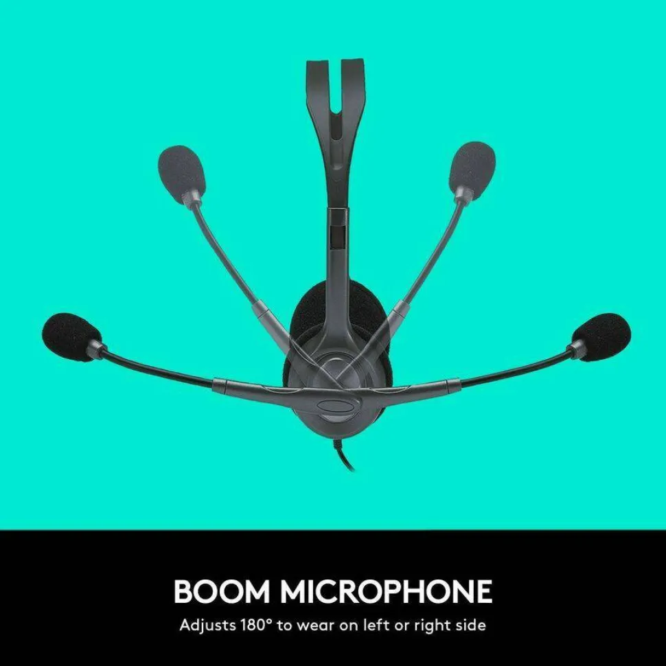 Logitech H111 Wired Headset, Stereo Headphones with Noise-Cancelling Microphone, 3.5 mm Audio Jack