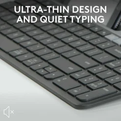 Logitech K585 Multi-Device Slim Wireless Keyboard, Built-in Cradle for device, Bluetooth/Receiver, Easy Switch, Graphite