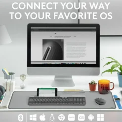 Logitech K585 Multi-Device Slim Wireless Keyboard, Built-in Cradle for device, Bluetooth/Receiver, Easy Switch, Graphite