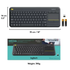 Logitech K400 Plus Wireless Touch Keyboard, Black, 920-007119