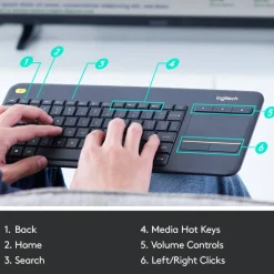 Logitech K400 Plus Wireless Touch Keyboard, Black, 920-007119