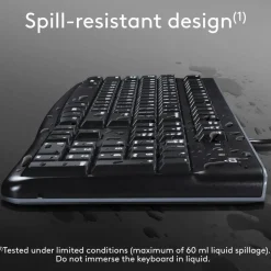 Logitech K120 Wired Keyboard for Windows, USB Plug-and-Play, Full-Size, Spill-Resistant, Curved Space Bar, Compatible with PC, Laptop - Black