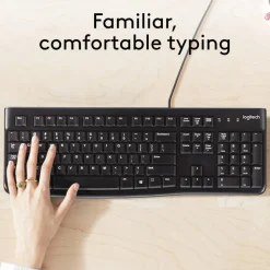 Logitech K120 Wired Keyboard for Windows, USB Plug-and-Play, Full-Size, Spill-Resistant, Curved Space Bar, Compatible with PC, Laptop - Black