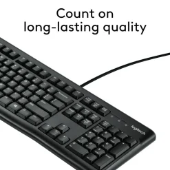 Logitech K120 Wired Keyboard for Windows, USB Plug-and-Play, Full-Size, Spill-Resistant, Curved Space Bar, Compatible with PC, Laptop - Black
