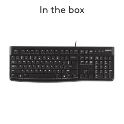Logitech K120 Wired Keyboard for Windows, USB Plug-and-Play, Full-Size, Spill-Resistant, Curved Space Bar, Compatible with PC, Laptop - Black