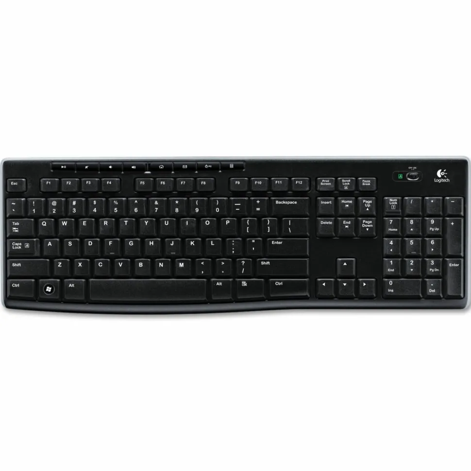 Logitech K270 Wireless Keyboard, USB Unifying Receiver, Black