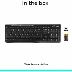 Logitech K270 Wireless Keyboard, USB Unifying Receiver, Black