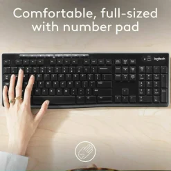 Logitech K270 Wireless Keyboard, USB Unifying Receiver, Black