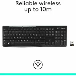 Logitech K270 Wireless Keyboard, USB Unifying Receiver, Black