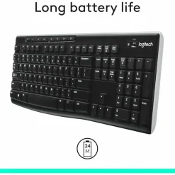 Logitech K270 Wireless Keyboard, USB Unifying Receiver, Black