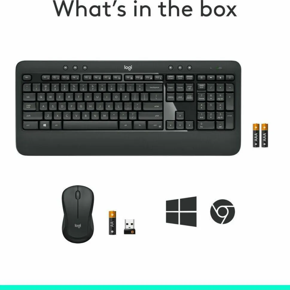 Logitech MK540 Advanced Wireless Keyboard and Mouse Combo for Windows, 2.4 GHz Unifying USB-Receiver