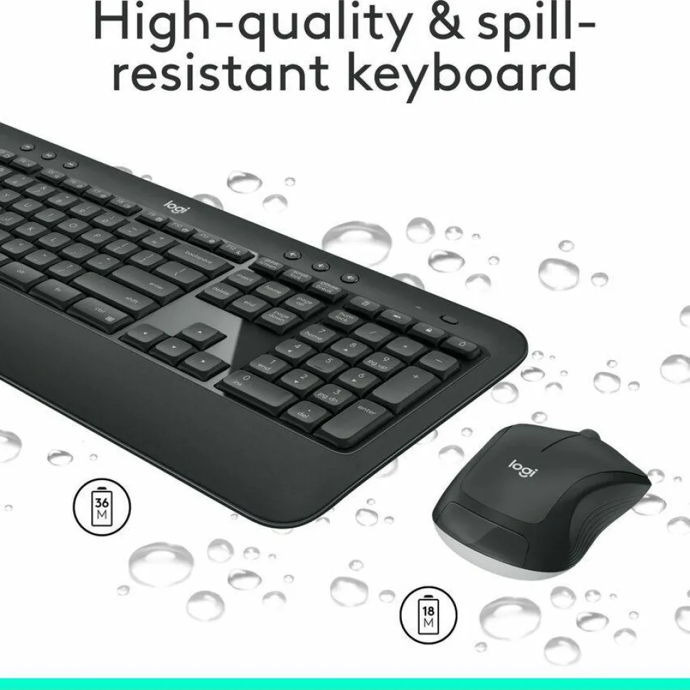 Logitech MK540 Advanced Wireless Keyboard and Mouse Combo for Windows, 2.4 GHz Unifying USB-Receiver