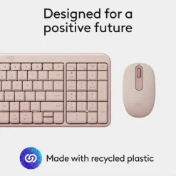 Logitech MK250 Bluetooth Wireless Mouse and Keyboard Combo: Fast & Easy Connectivity, Compact Wireless Keyboard, Ambidextrous Mouse (Rose)