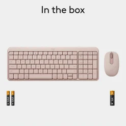 Logitech MK250 Bluetooth Wireless Mouse and Keyboard Combo: Fast & Easy Connectivity, Compact Wireless Keyboard, Ambidextrous Mouse (Rose)