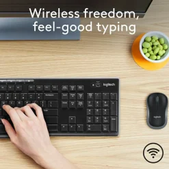 Logitech MK270 Wireless Straight Full-Size Keyboard & Mouse, Black