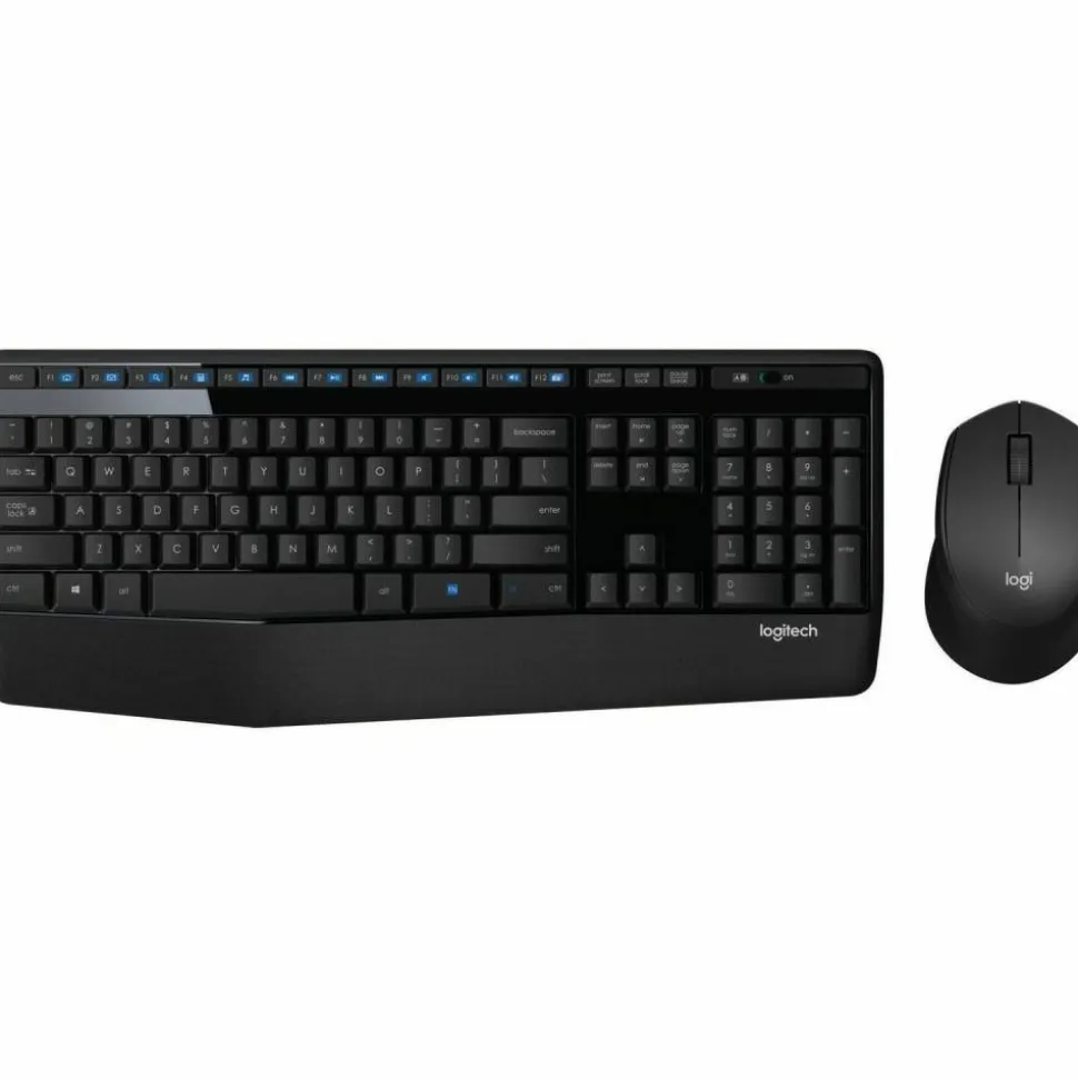 Logitech MK345 Wireless Straight Full Size Keyboard & Right-Handed Optical Mouse, Black