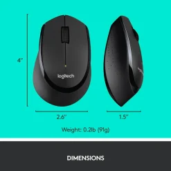 Logitech MK345 Wireless Straight Full Size Keyboard & Right-Handed Optical Mouse, Black