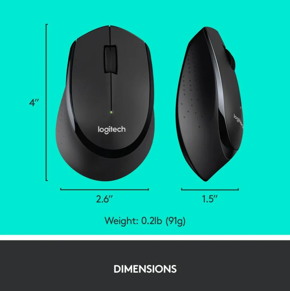 Logitech MK345 Wireless Straight Full Size Keyboard & Right-Handed Optical Mouse, Black