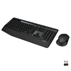 Logitech MK345 Wireless Straight Full Size Keyboard & Right-Handed Optical Mouse, Black