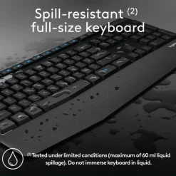 Logitech MK345 Wireless Straight Full Size Keyboard & Right-Handed Optical Mouse, Black
