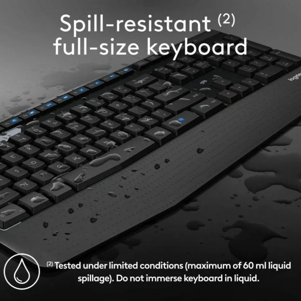 Logitech MK345 Wireless Straight Full Size Keyboard & Right-Handed Optical Mouse, Black