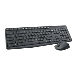 Logitech MK235 Wireless Straight Full-Size Keyboard & Ambidextrous Optical Mouse, Black