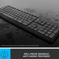 Logitech MK235 Wireless Straight Full-Size Keyboard & Ambidextrous Optical Mouse, Black