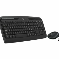 LogitechMK320 Wireless Straight Full-Size Keyboard & Ambidextrous Optical Mouse, Black